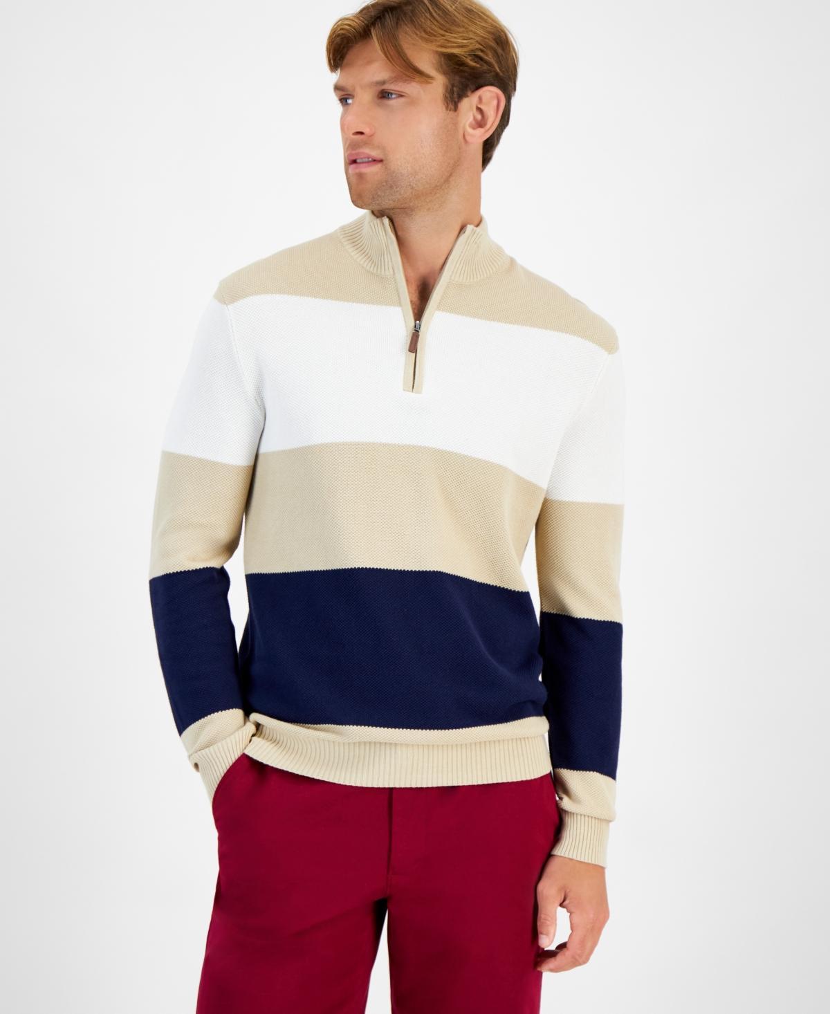 Club Room Mens Bold Stripe Quarter-Zip Sweater, Created for Macys Product Image