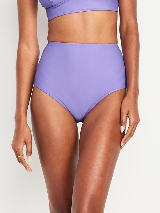 High-Waisted French-Cut Bikini Swim Bottoms Product Image