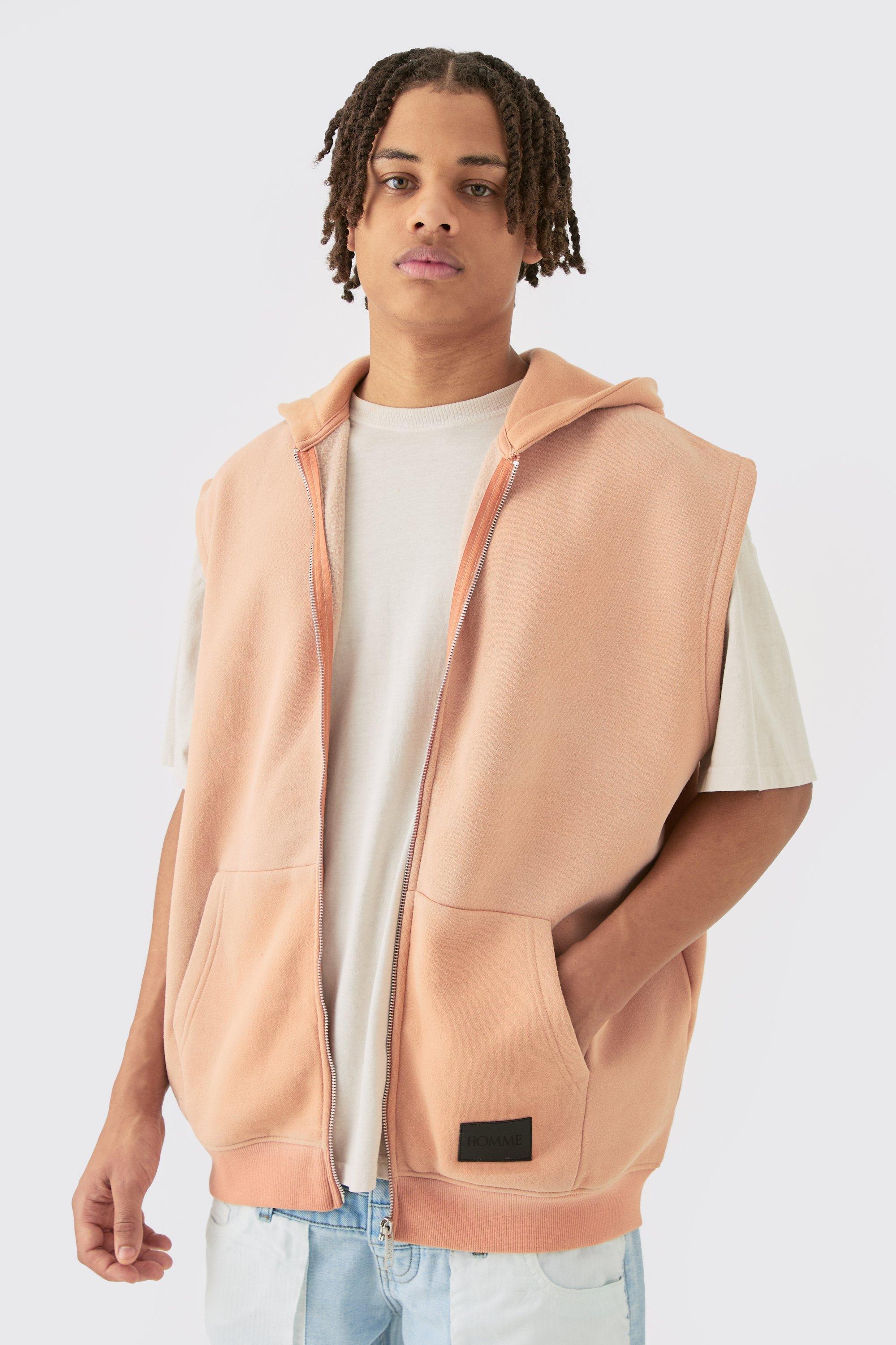 Oversized Zip Through Washed Sleeveless Hoodie | boohooMAN USA Product Image