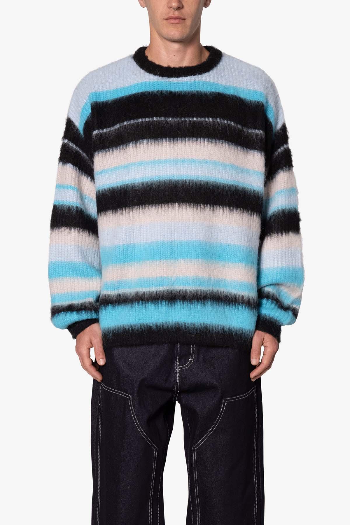 Oversized Water Striped Sweater - Blue Product Image