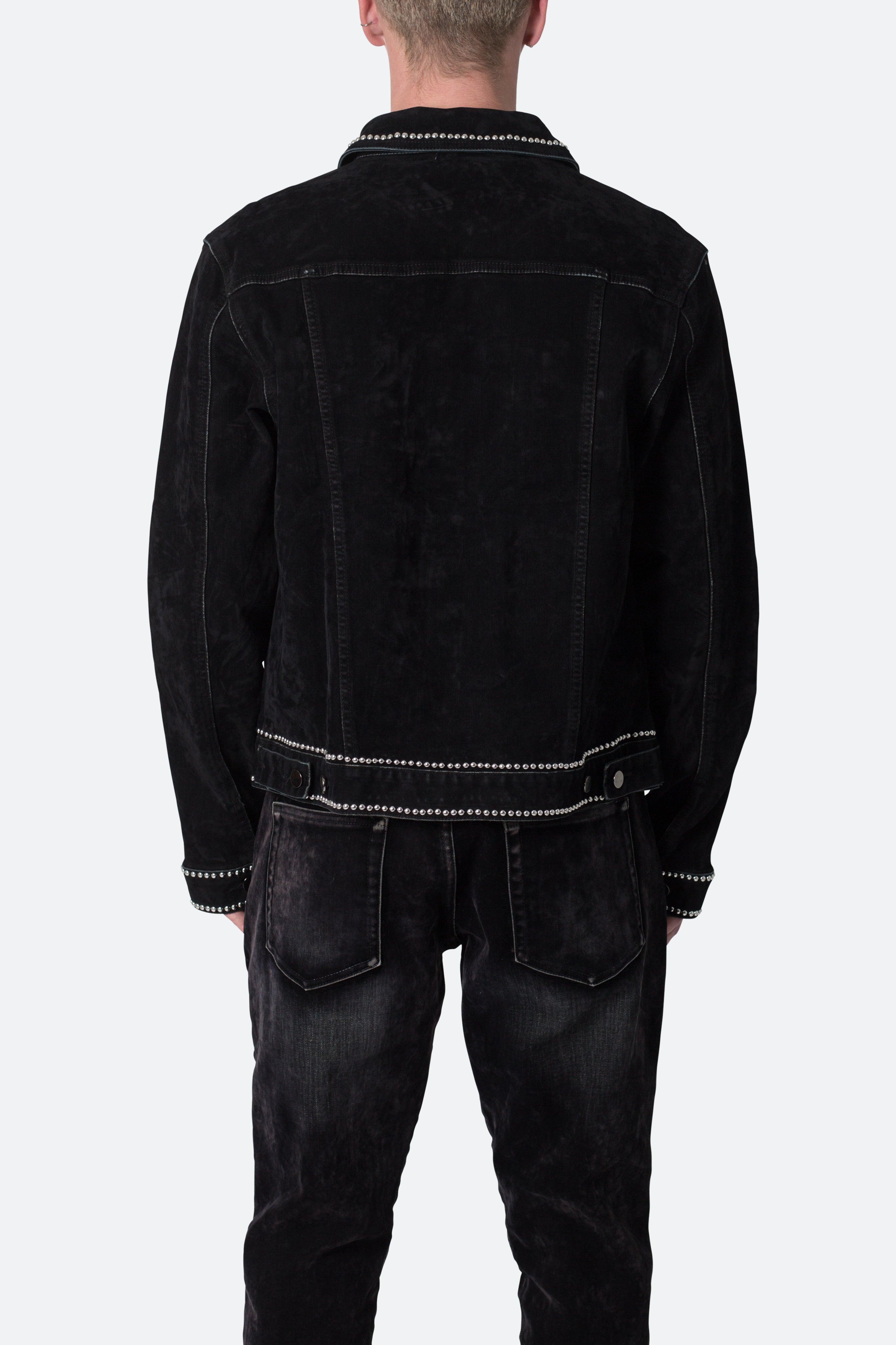 Studded Suede Denim Jacket - Black Product Image