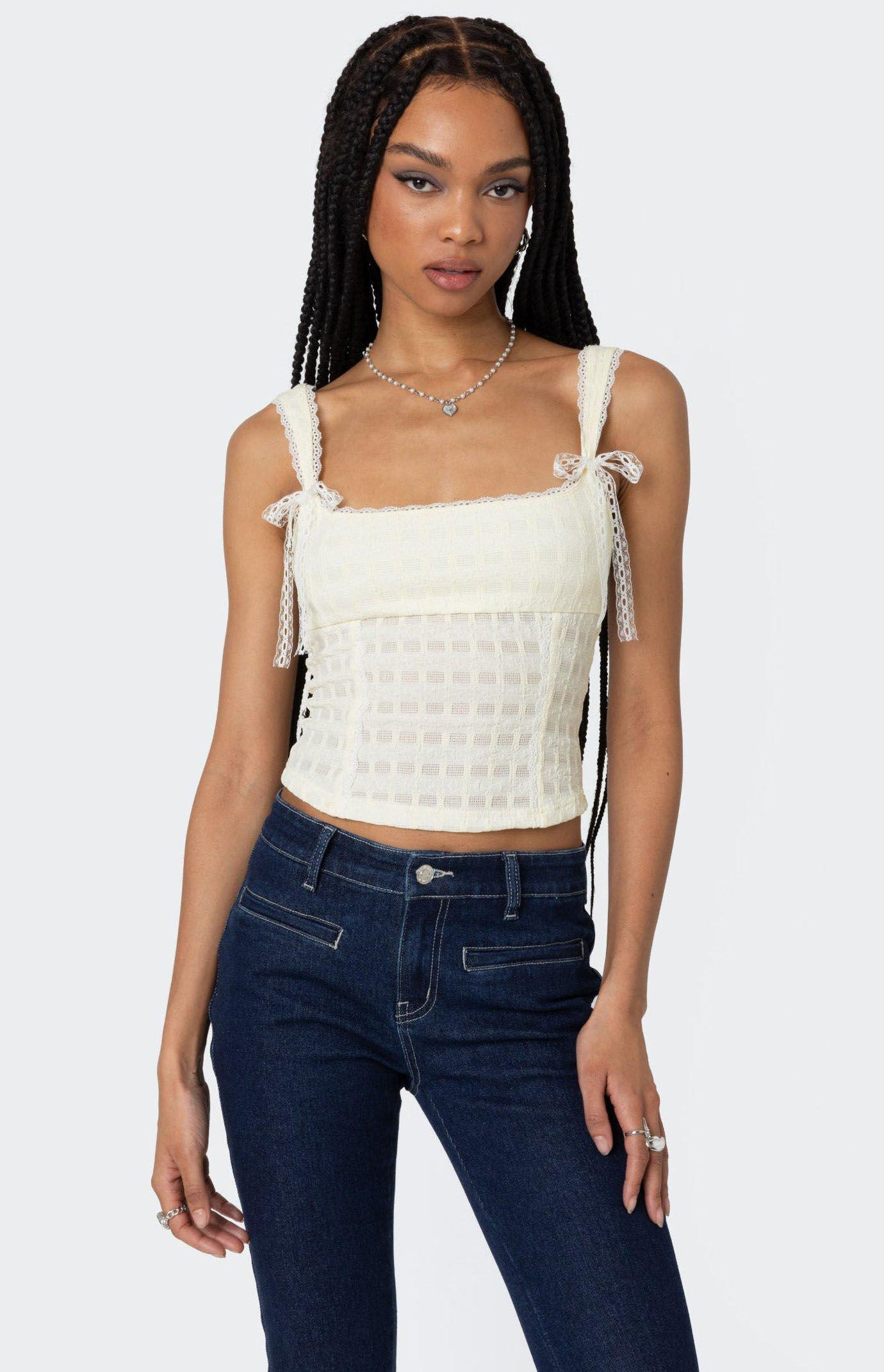 Edikted Women's Textured Bustier Top Product Image