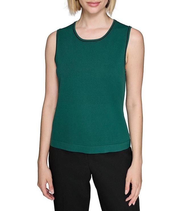 KARL LAGERFELD PARIS Knit Contrast Stitch Scoop Neck Sleeveless Cami Product Image