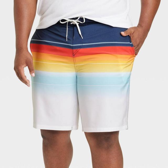 Mens Big & Tall 10 Sunset Striped Swim Shorts - Goodfellow & Co Orange 48 Product Image