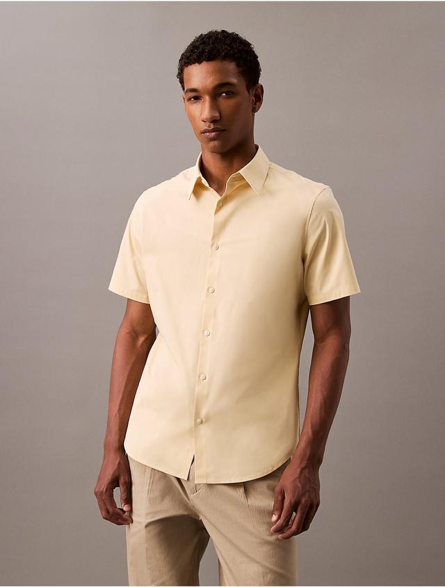 Calvin Klein Mens Cotton Stretch Slim Button-Down Shirt - Yellow - L Product Image