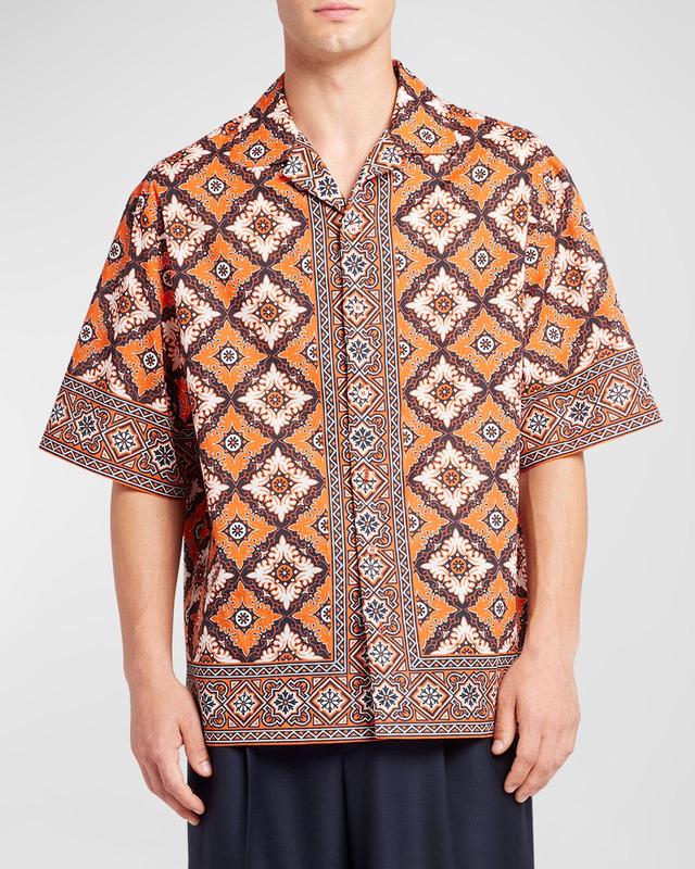 Mens Medallion-Print Camp Shirt Product Image