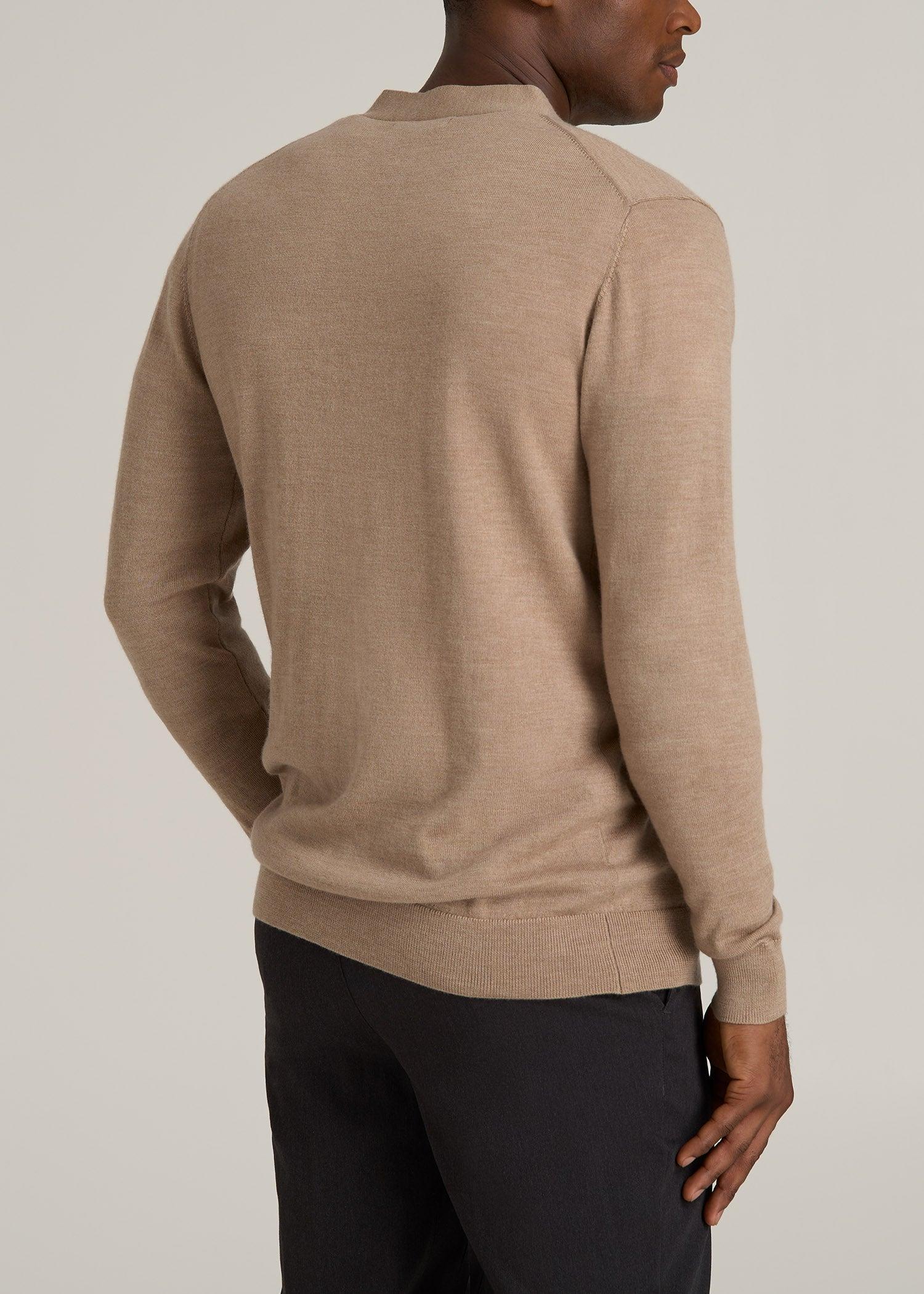 Merino Wool Cardigan Sweater for Tall Men in Oat Male Product Image