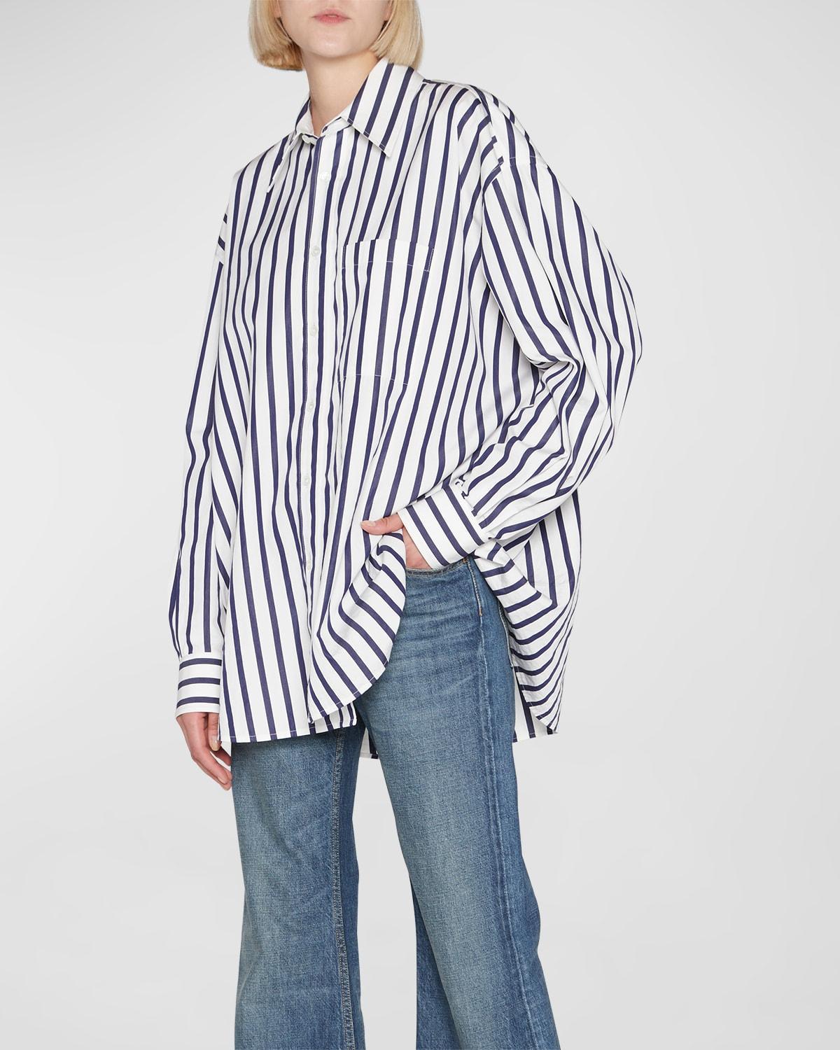 Womens Oversized Striped Poplin Shirt Product Image