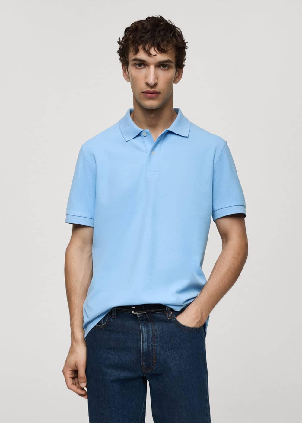 100% cotton pique polo shirt - Men | MANGO USA Product Image