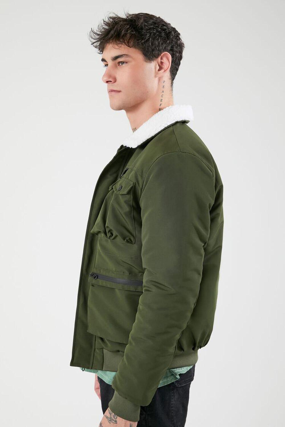 Faux Shearling Cargo Trucker Jacket | Forever 21 Product Image