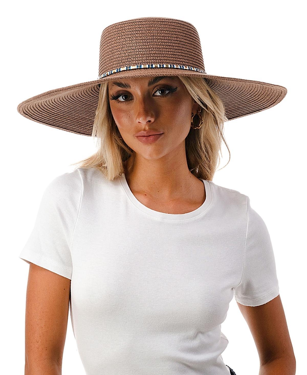 Womens Straw Hat with Glass Beaded Trim product image