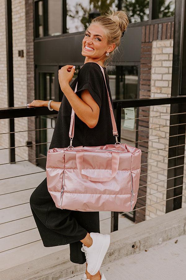 Weekend Getaway Puffer Tote in Pink Product Image