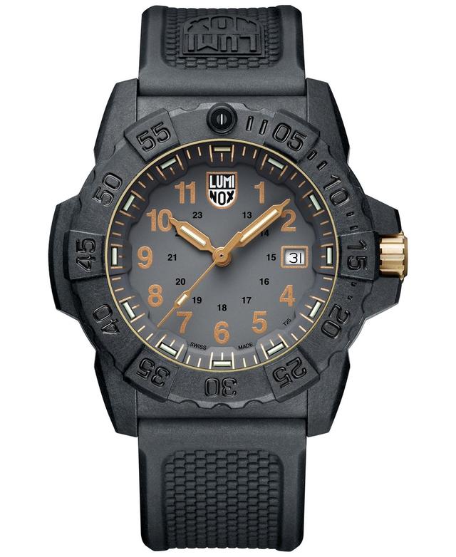 Luminox Mens Swiss Navy Seal Military Dive Gold Black Rubber Strap Watch 45mm Product Image