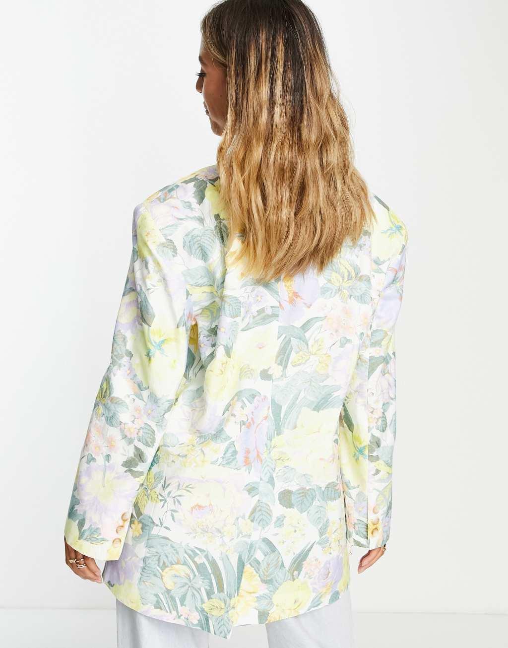 ASOS DESIGN floral oversized grandad blazer Product Image