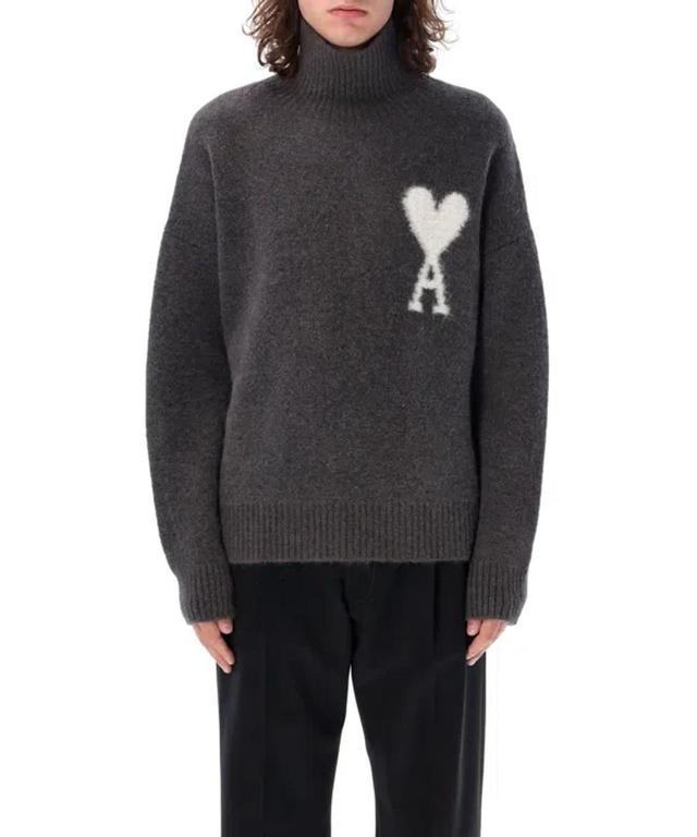 Ami De Coeur Roll-neck Sweater In Dk Grey Product Image