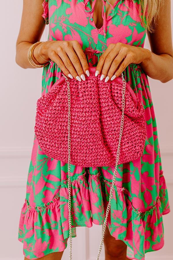 Coral Cove Woven Crossbody In Hot Pink Product Image