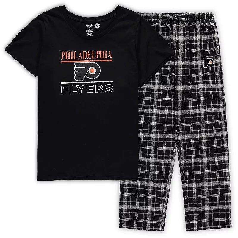 Womens Concepts Sport Black Philadelphia Flyers Plus Size Lodge T-Shirt & Pants Sleep Set Product Image