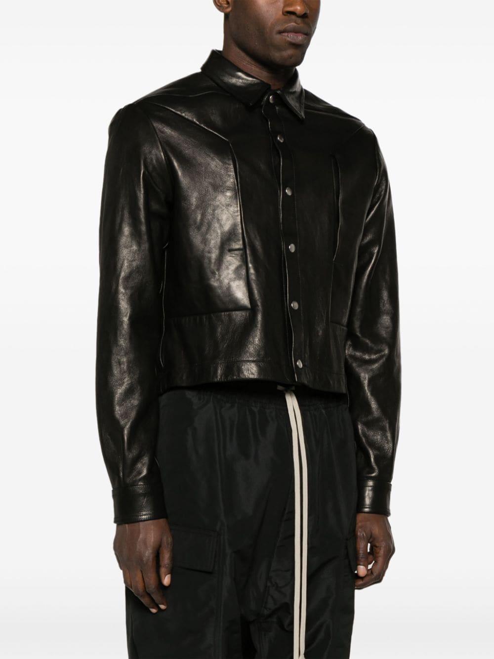 Alice Strobe Shirt Leather Jacket In Black Leather Product Image