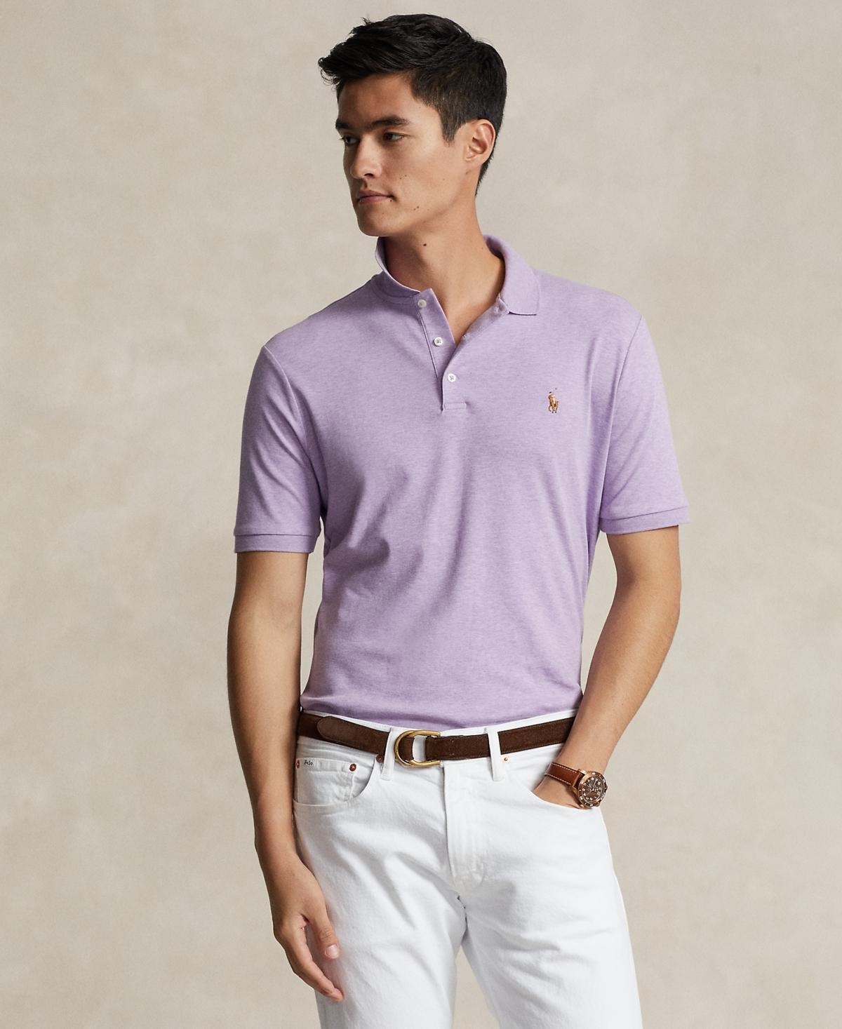 Men's Custom Slim Fit Soft Cotton Polo Shirt In Pastel Purple Heather Product Image