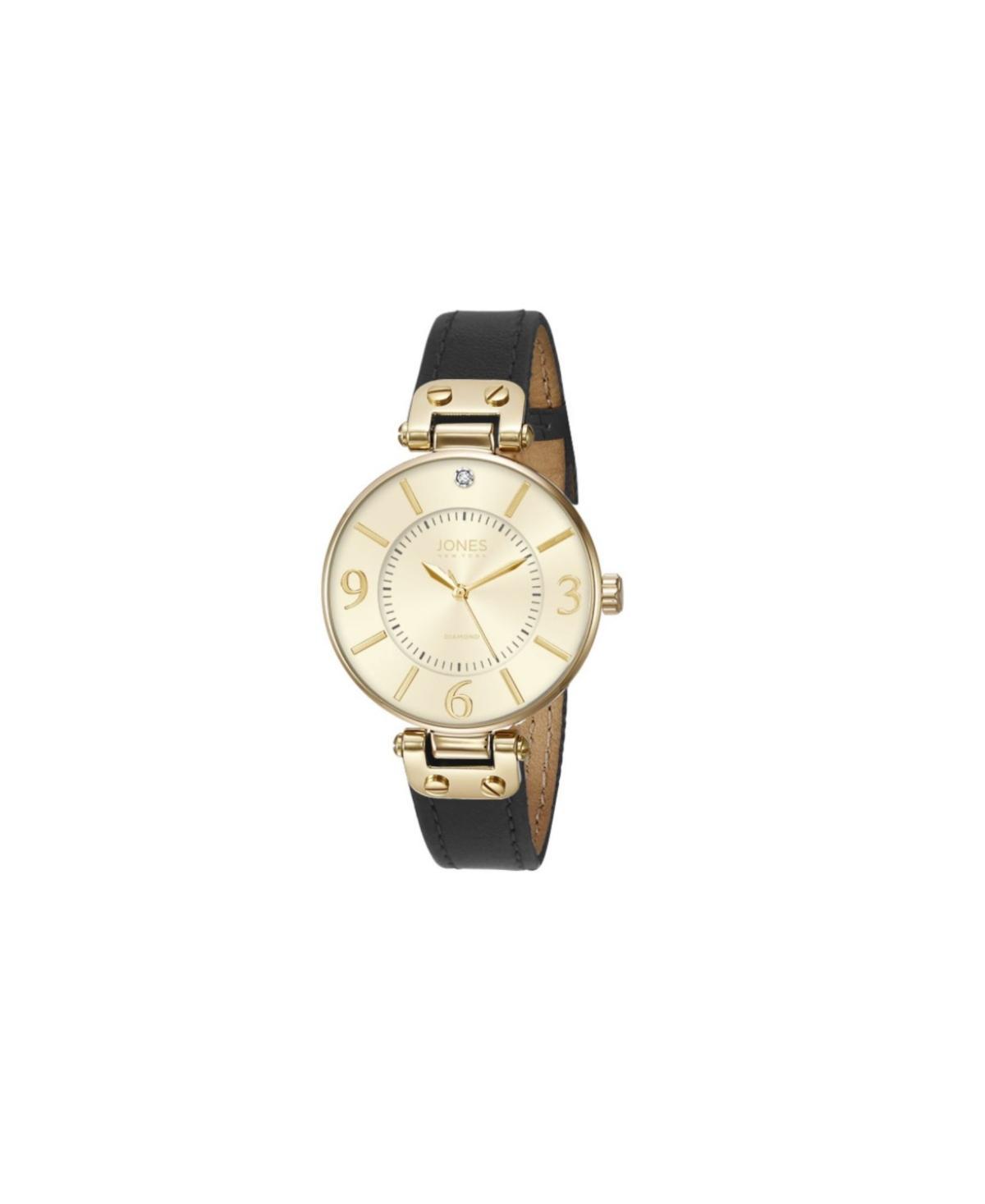 Jones New York Womens Black Silicone Strap Watch 34mm - Gold-Tone Product Image