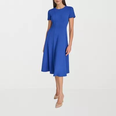 Marc New York Womens Short Sleeve Midi Fit + Flare Dress Product Image