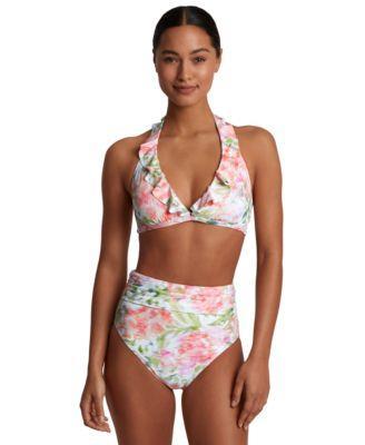 Women's Ruffled Floral-Print Bikini Top Product Image