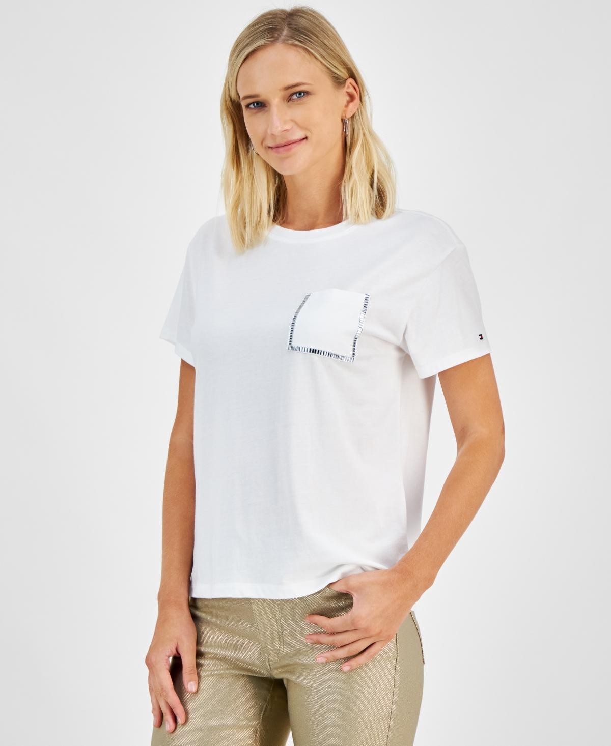 Tommy Hilfiger Womens Embellished Pocket Crewneck T-Shirt product image