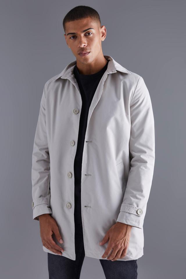 Single Breasted Twill Raincoat | boohooMAN USA Product Image