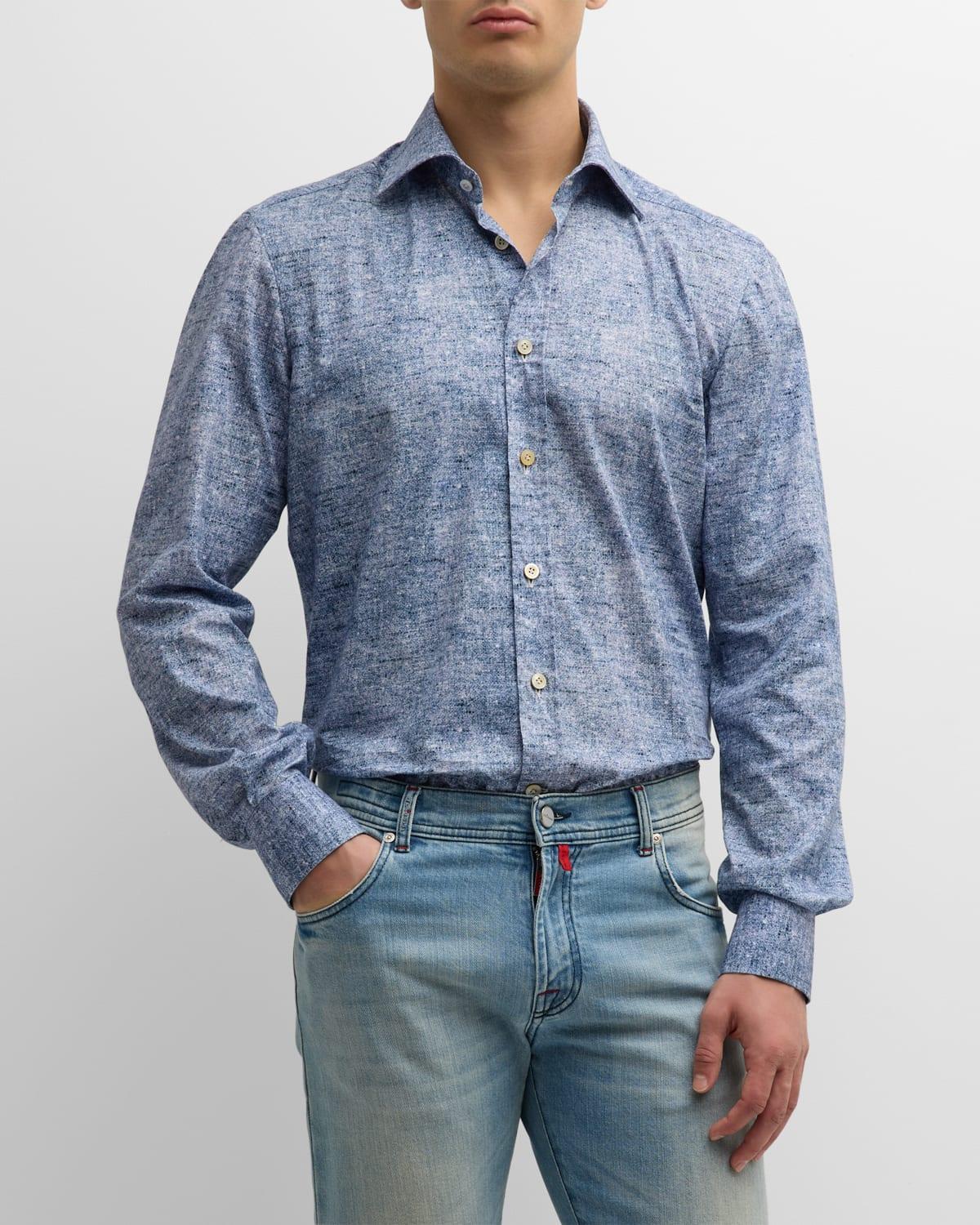 Mens Donegal-Print Cotton Sport Shirt Product Image