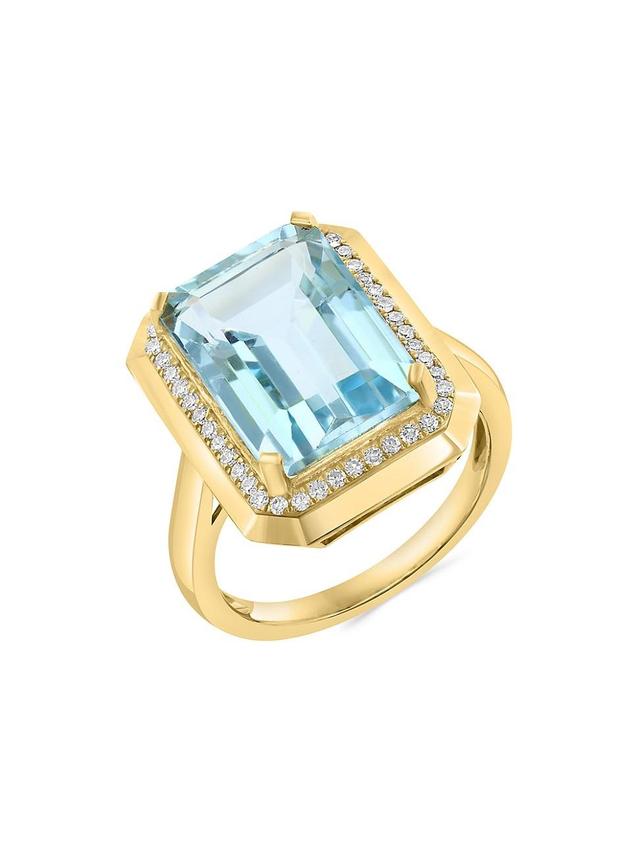 Womens 14K Yellow Gold, Sky Blue Topaz & 0.17 TCW Diamond Ring Product Image