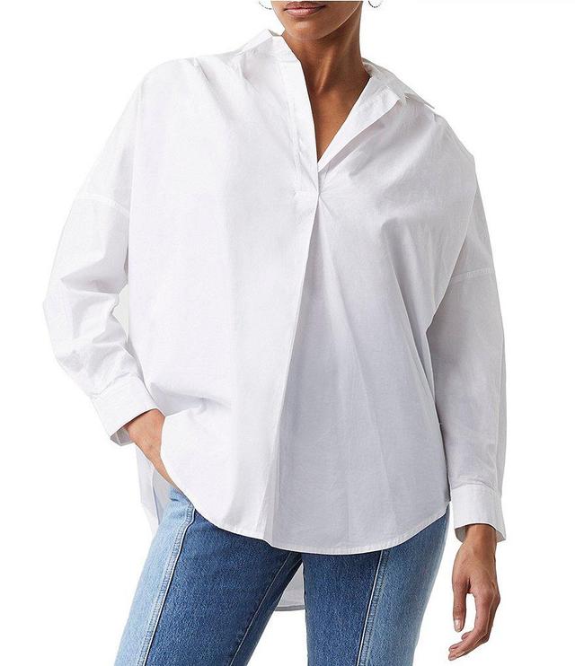 French Connection Rhodes Textured Long Sleeve Collared Popover Top Product Image