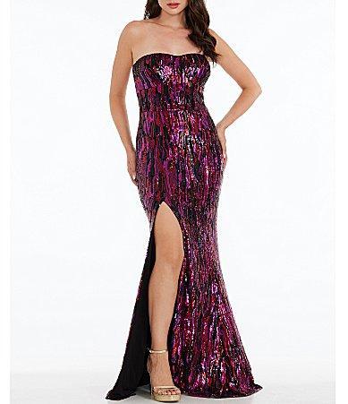 Dress the Population Sleeveless Sequin Strapless Mermaid Gown Product Image