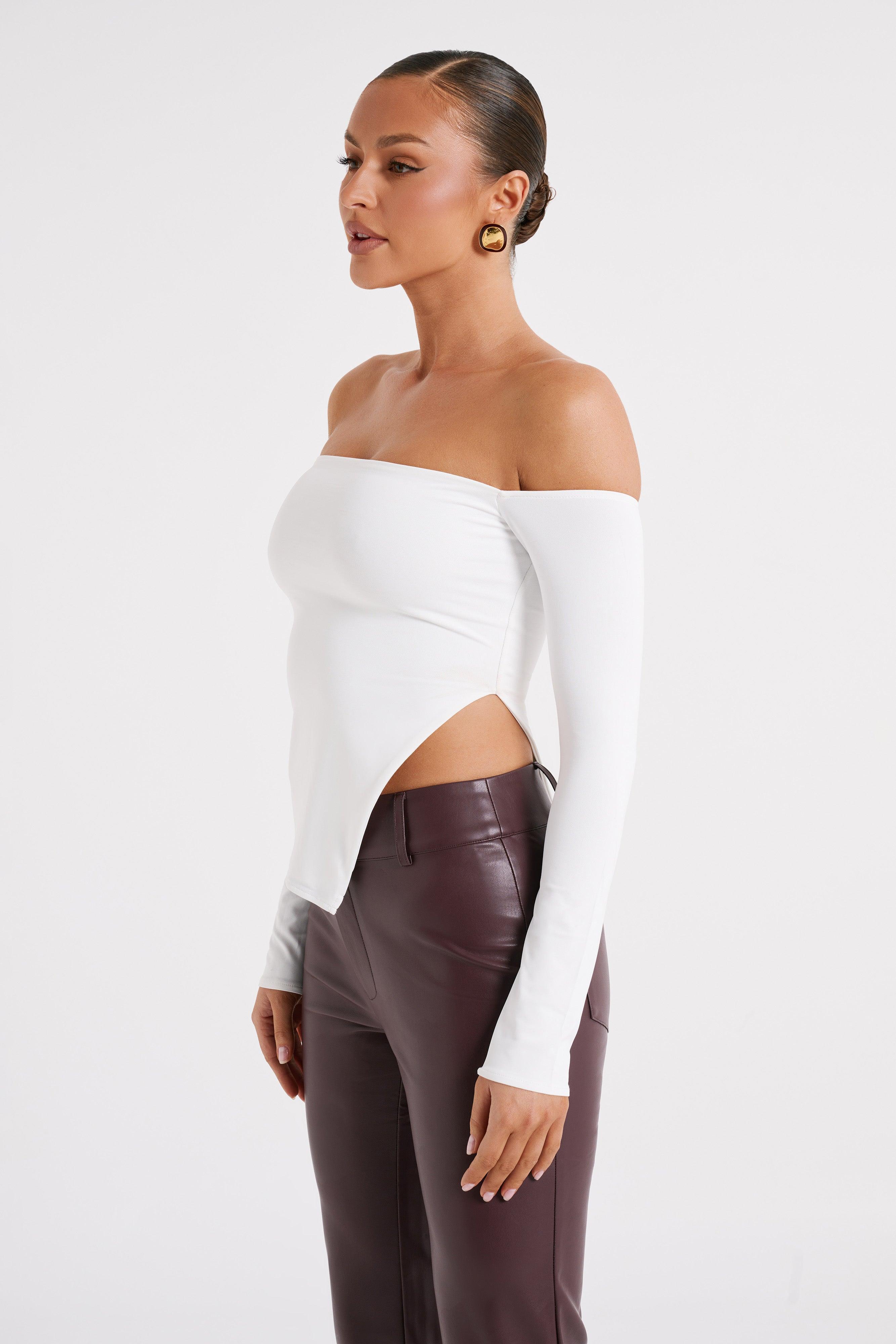 Carmen Recycled Nylon Off Shoulder Top - White Product Image