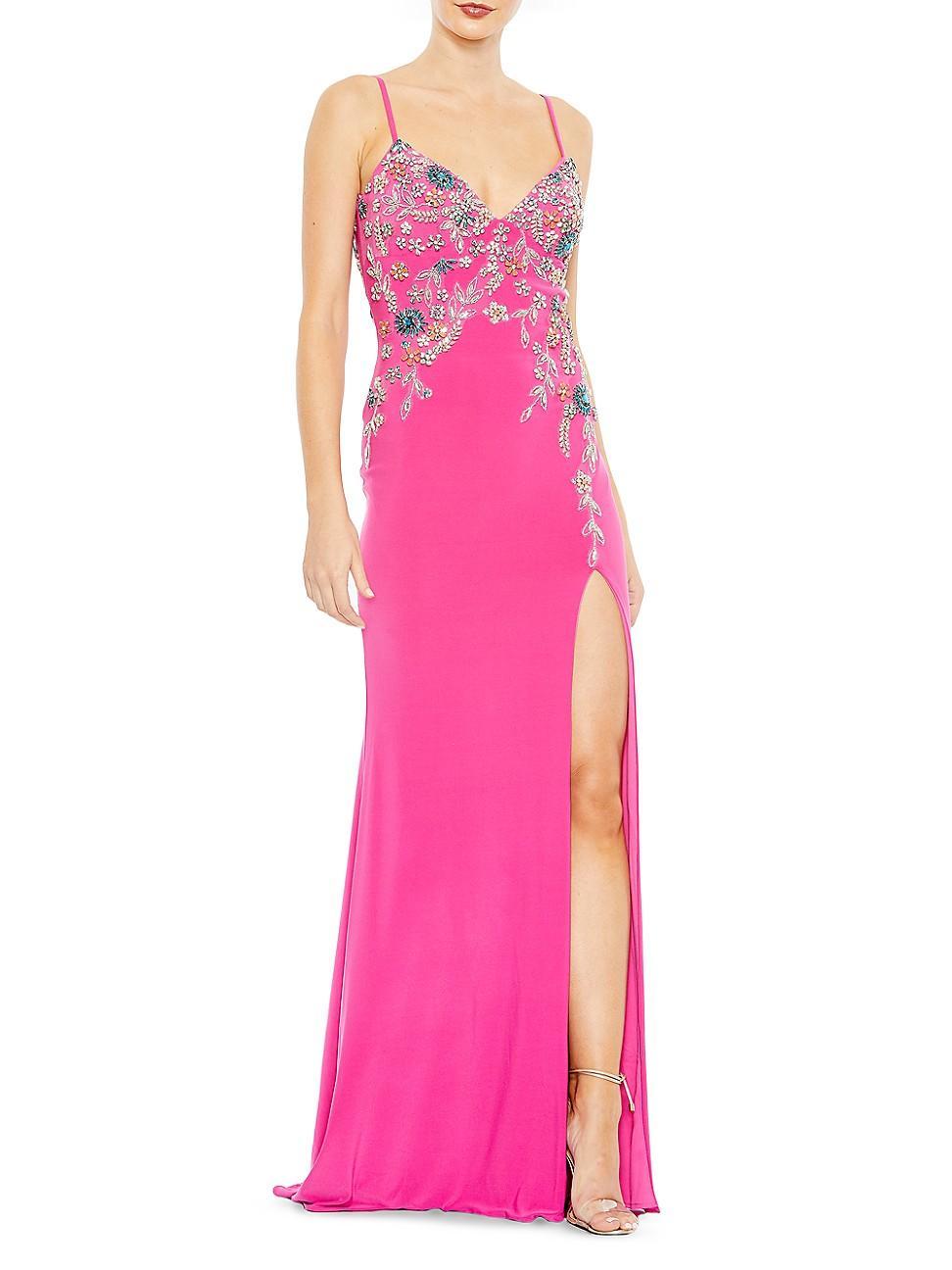 Womens Floral Crystal-Embellished Gown Product Image