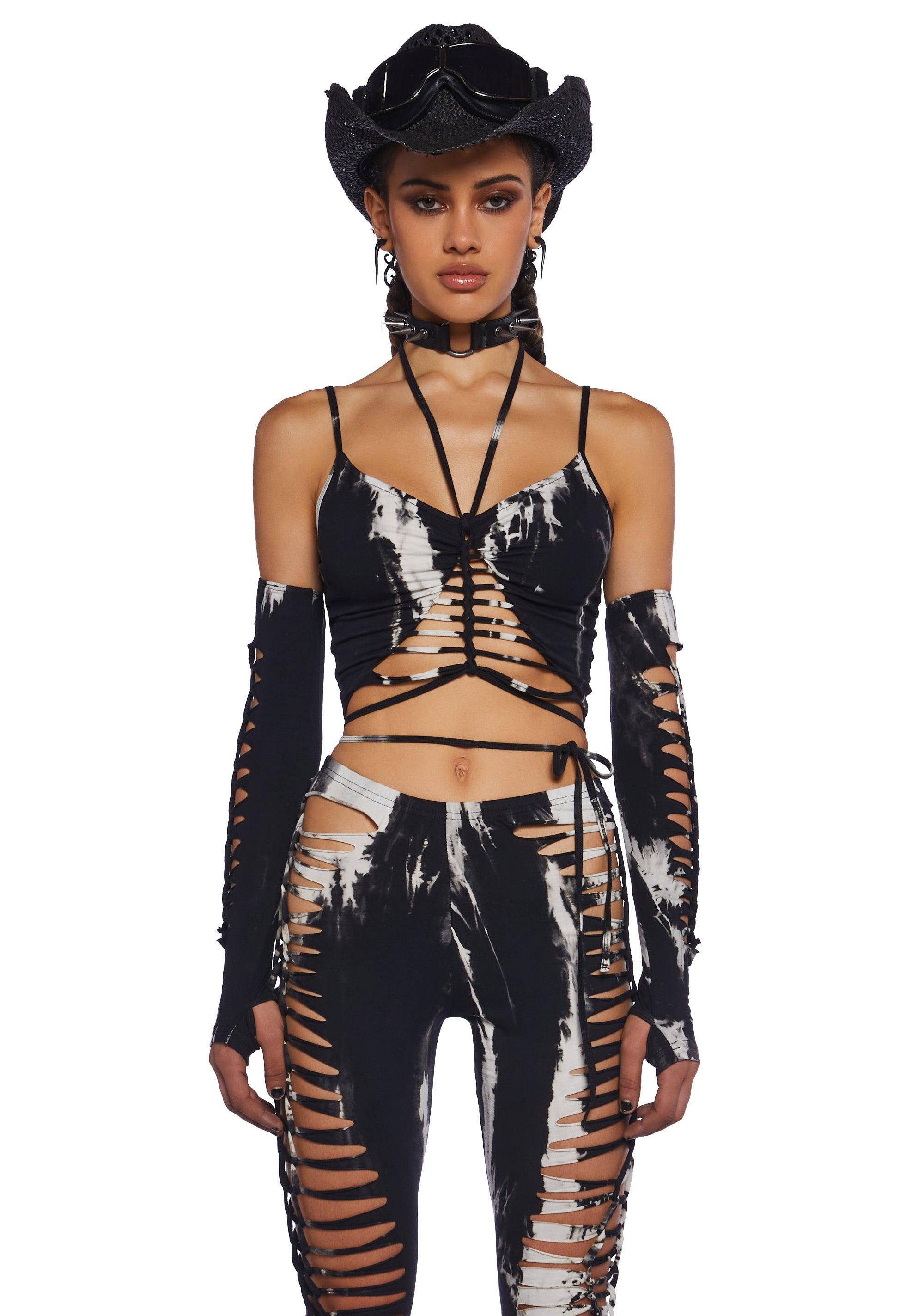 Sunset Trippy Top And Gloves Set - Black Male Product Image