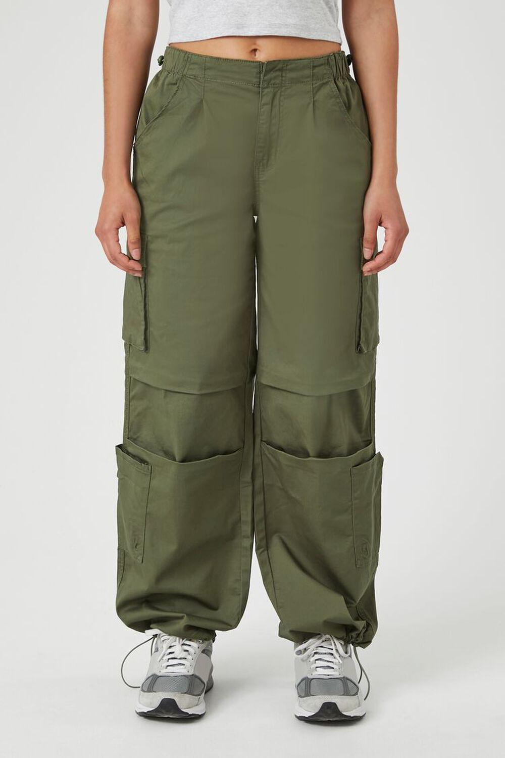 Wide-Leg Cargo Parachute Pants | Forever 21 Product Image