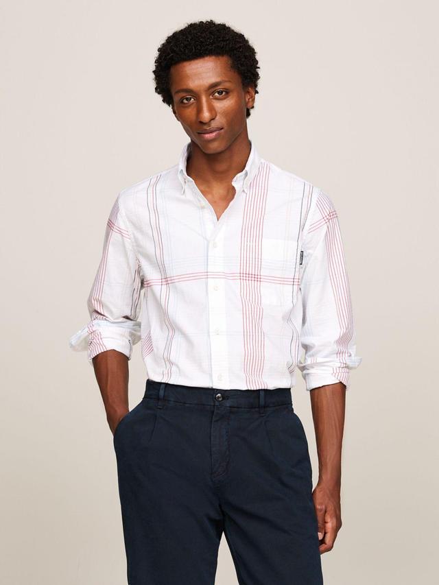 Tommy Hilfiger Men's Regular Fit Stripe Check Seersucker Shirt Product Image