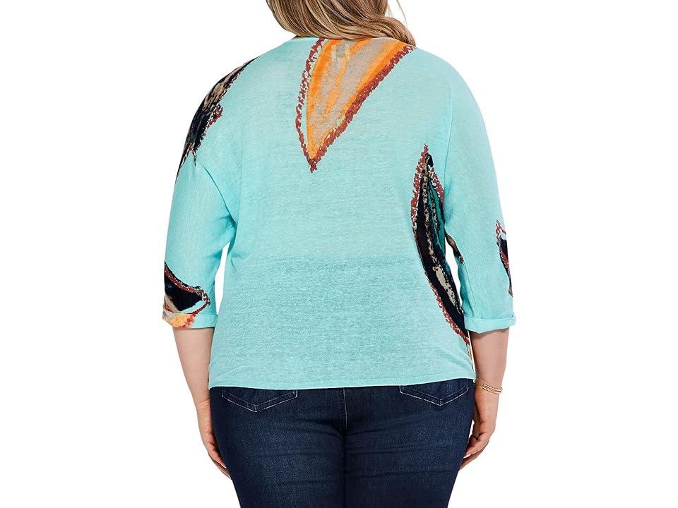 NIC+ZOE Plus Size Grove Sweater (Aqua Multi) Women's Clothing Product Image