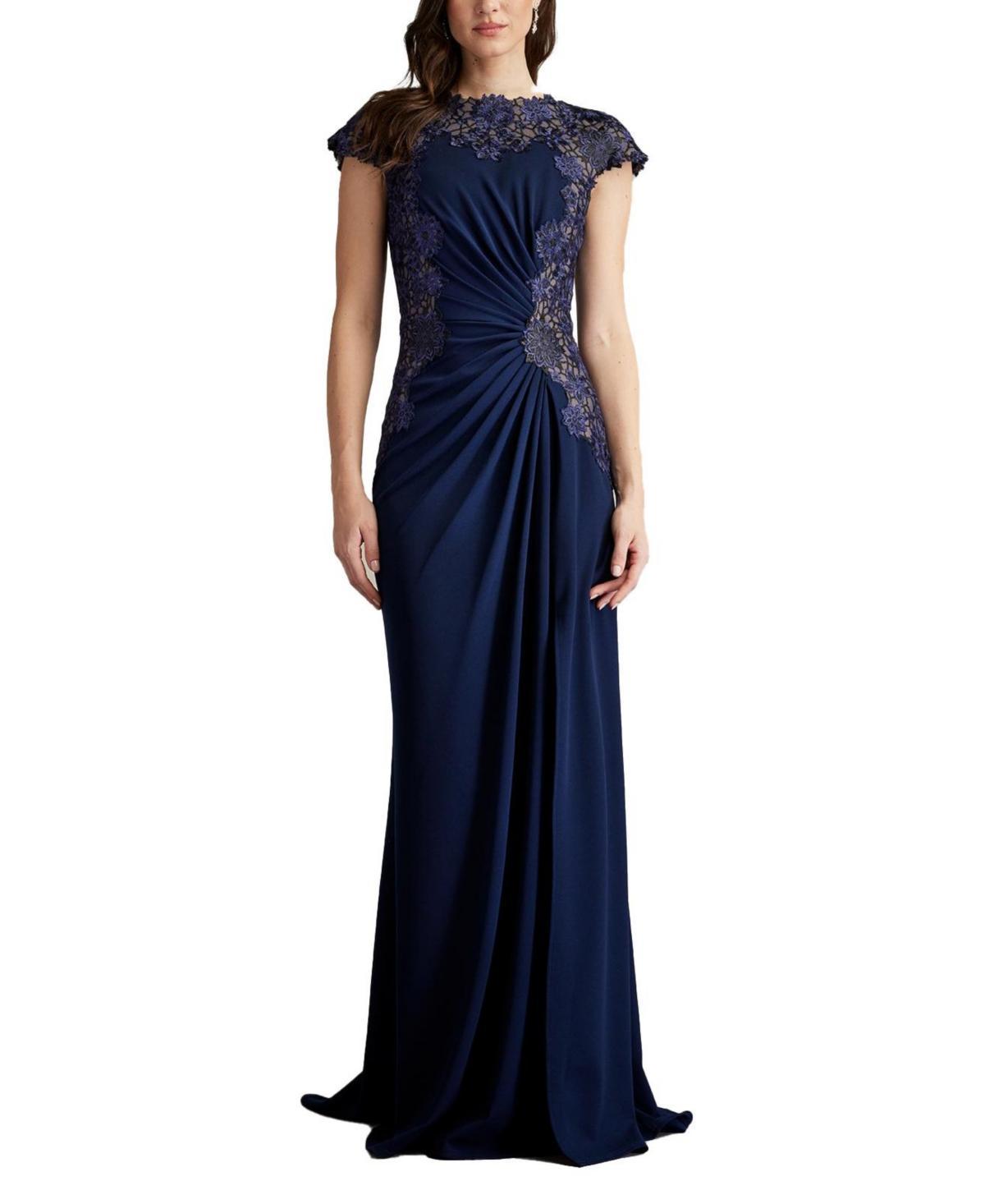 Tadashi Shoji Womens Chelan Embroidered Illusion Gown Product Image