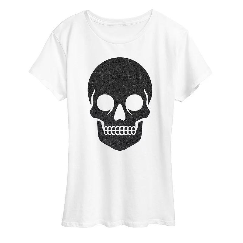 Womens Skull Sparkle Halloween Tee, Girls Product Image