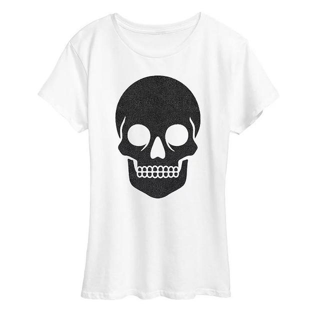 Womens Skull Sparkle Halloween Tee, Girls Product Image