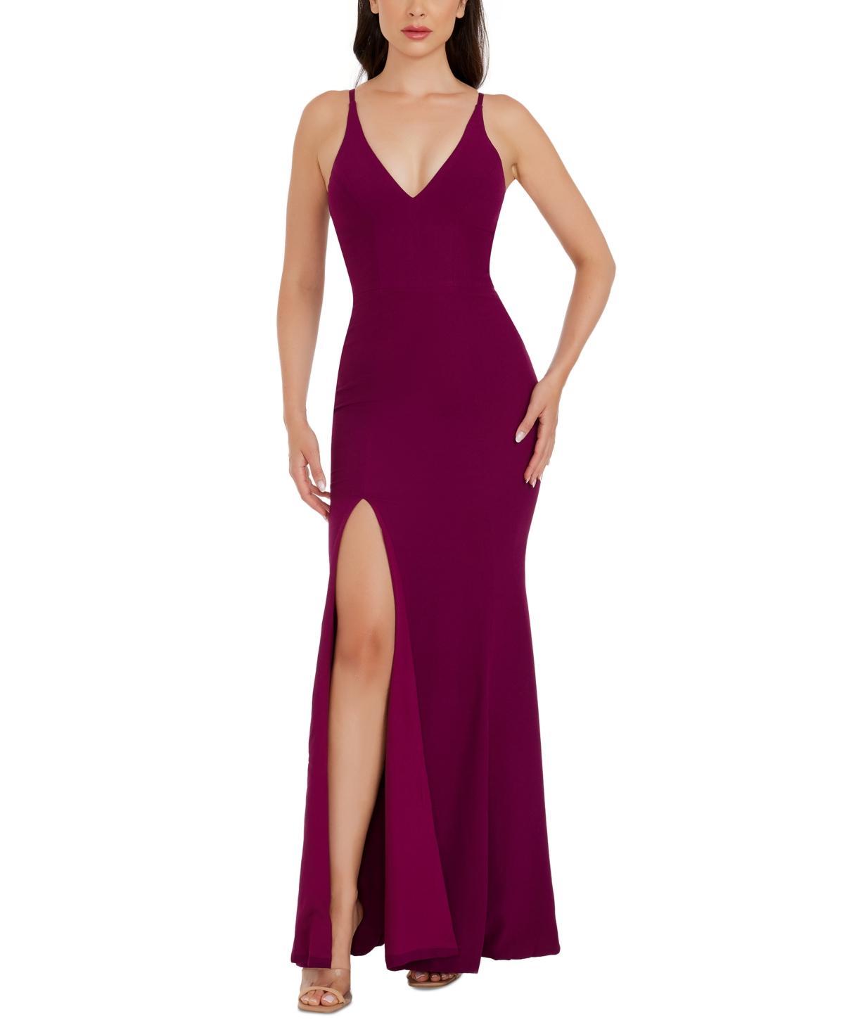 Dress the Population Iris Slit Crepe Gown Product Image