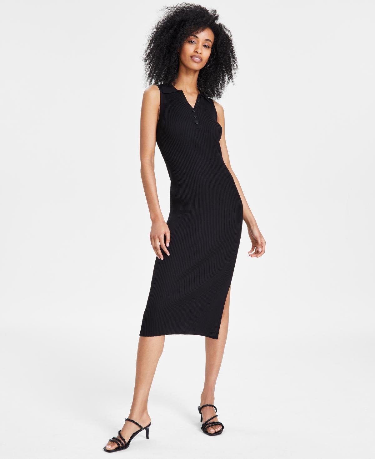 Calvin Klein Jeans Womens Sleeveless Ribbed Polo Midi Dress product image