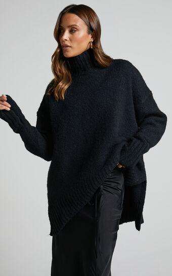 Luella Jumper - Oversized Turtle Neck Jumper in Black Product Image