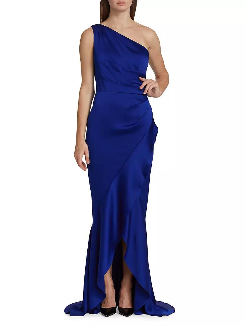 Asymmetric Hammered Satin Gown Product Image