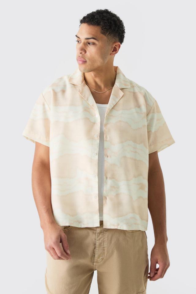 Short Sleeve Boxy Slub Tie Dye Stripe Shirt | boohooMAN USA Product Image