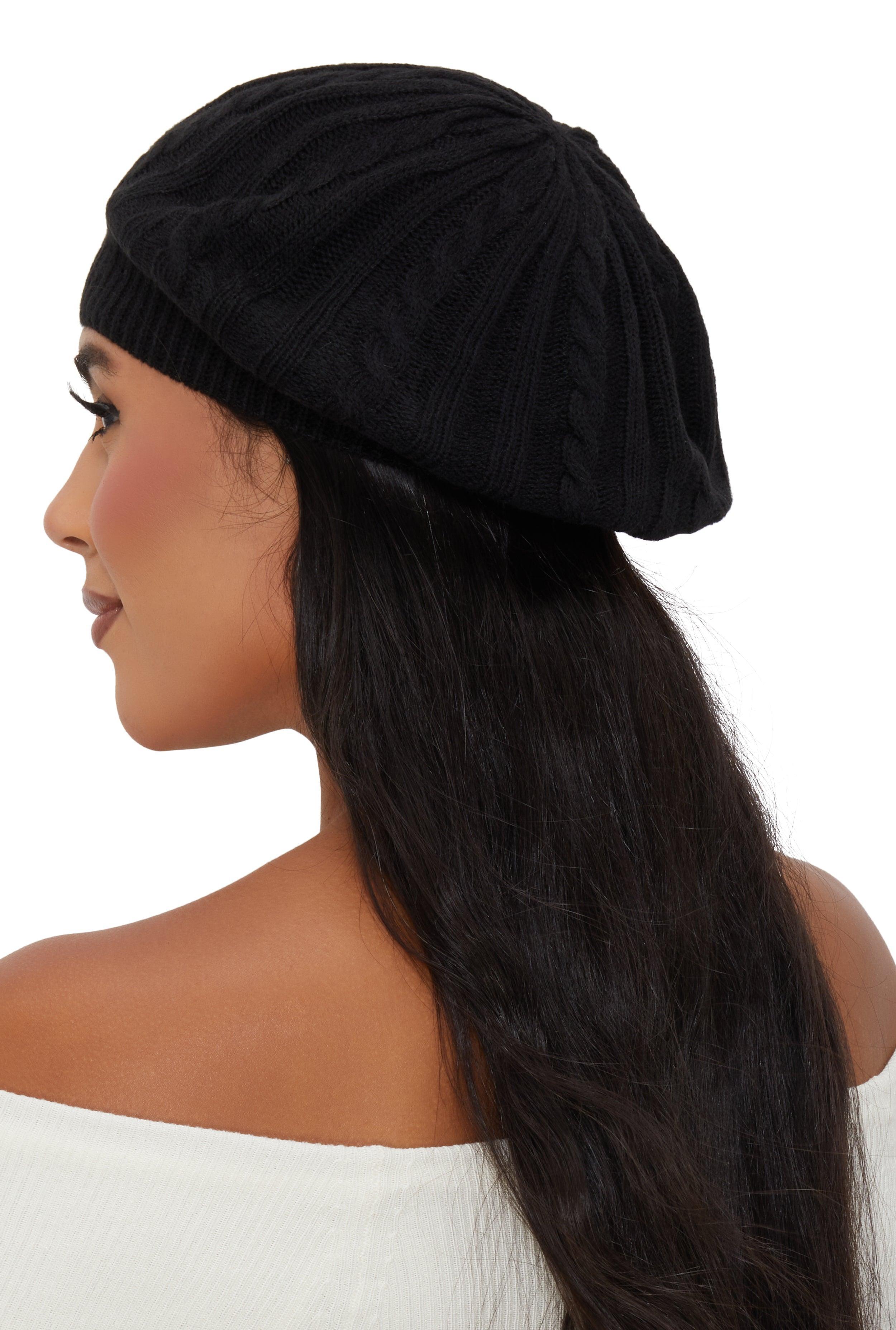 Solid Cable Knit Beret Female Product Image