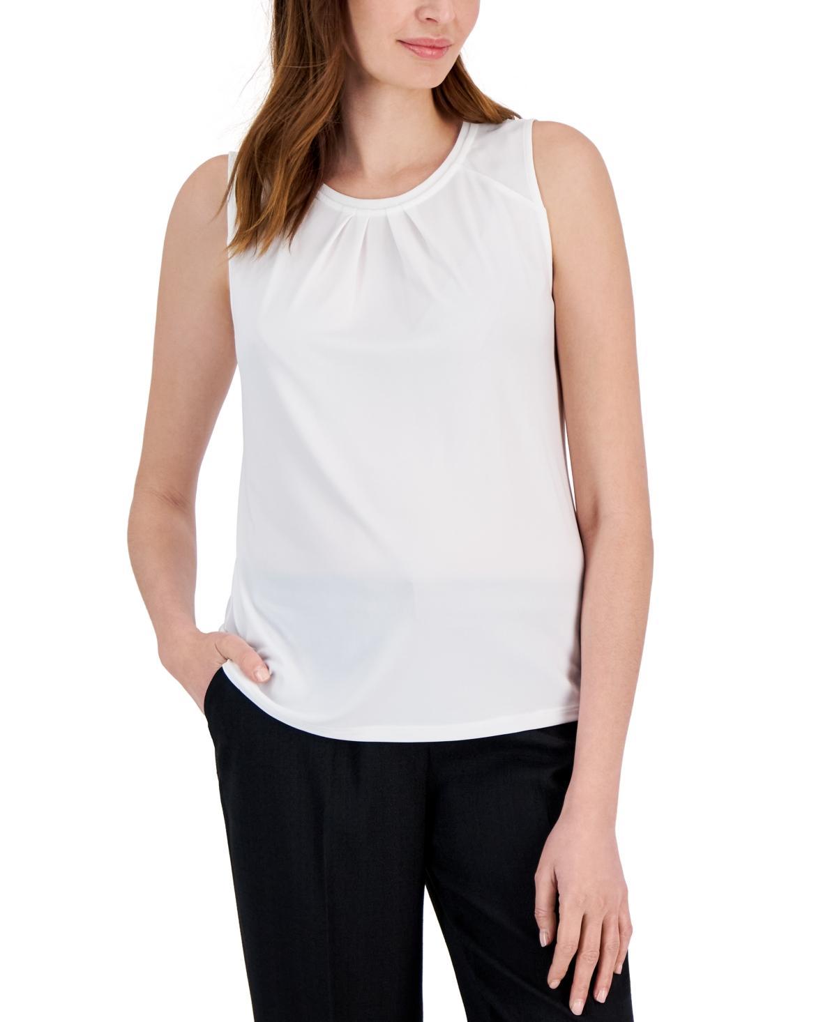 Kasper Womens Pleat-Neck Sleeveless Top Product Image