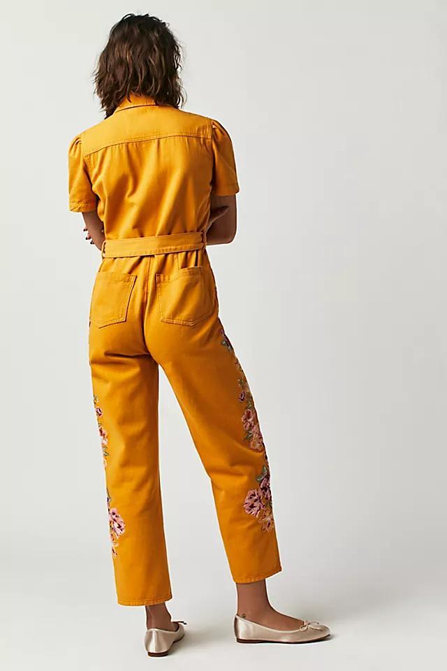 Driftwood Puff Sleeve Embroidered Jumpsuit Product Image