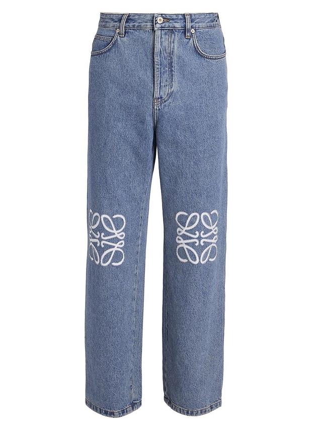 Mens Anagram Logo-Embroidered Baggy Jeans Product Image